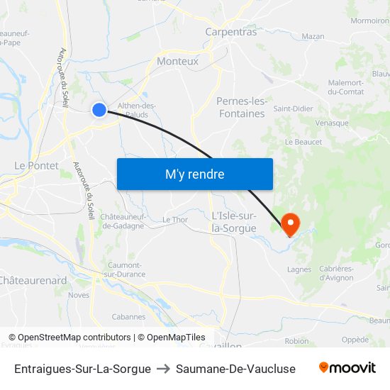 Entraigues-Sur-La-Sorgue to Saumane-De-Vaucluse map