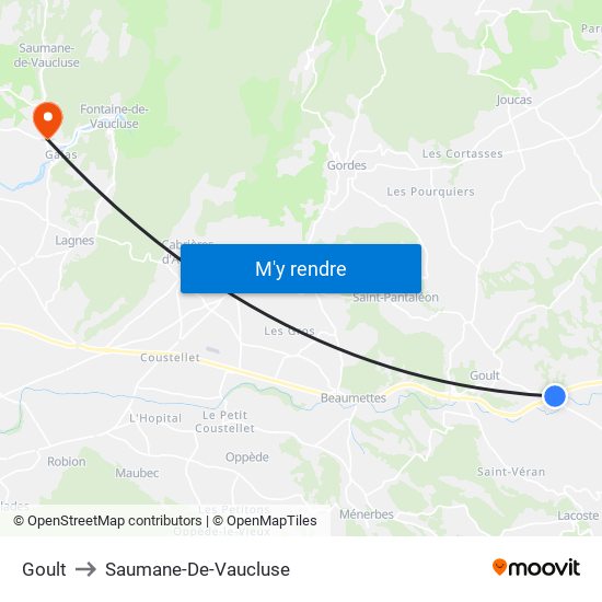 Goult to Saumane-De-Vaucluse map