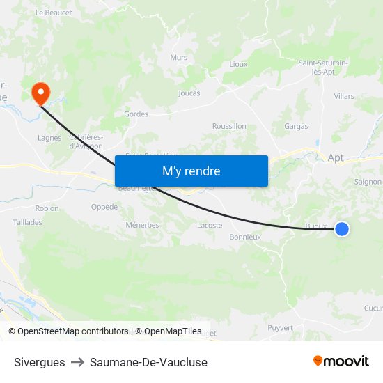 Sivergues to Saumane-De-Vaucluse map