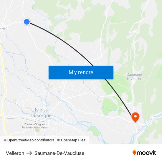Velleron to Saumane-De-Vaucluse map