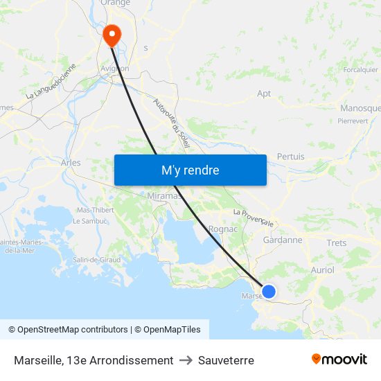 Marseille, 13e Arrondissement to Sauveterre map