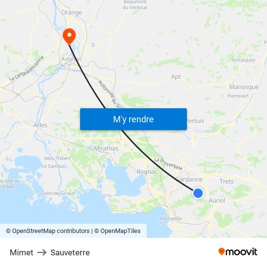 Mimet to Sauveterre map