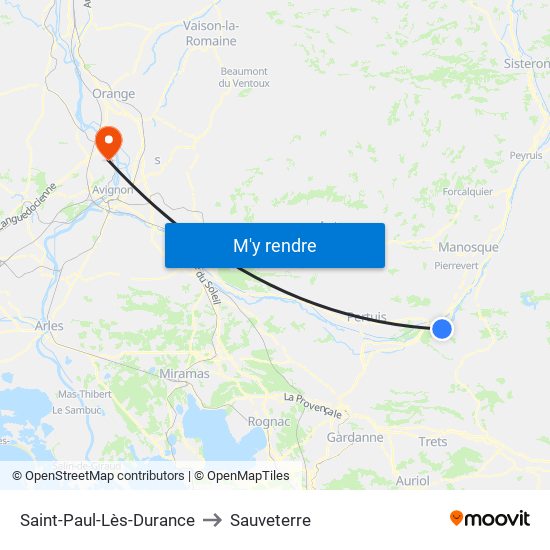 Saint-Paul-Lès-Durance to Sauveterre map