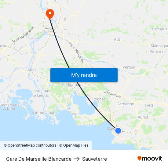 Gare De Marseille-Blancarde to Sauveterre map