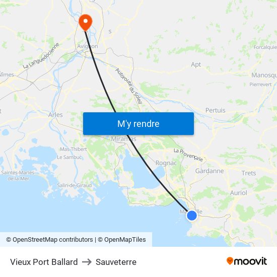 Vieux Port Ballard to Sauveterre map