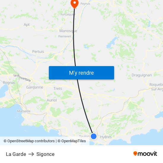 La Garde to Sigonce map