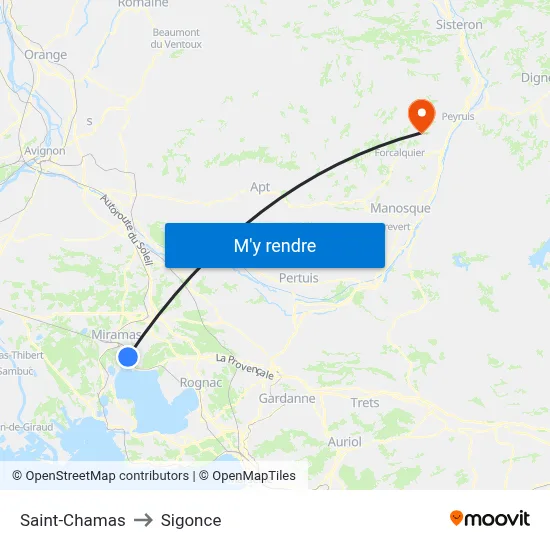 Saint-Chamas to Sigonce map