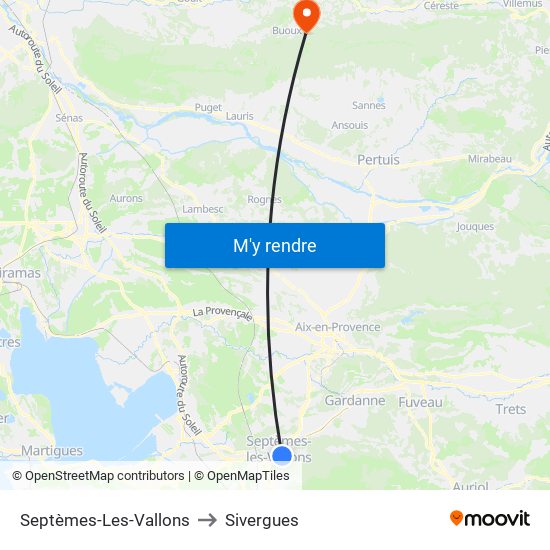 Septèmes-Les-Vallons to Sivergues map
