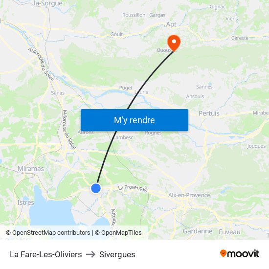 La Fare-Les-Oliviers to Sivergues map