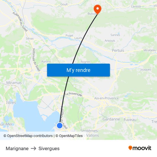 Marignane to Sivergues map
