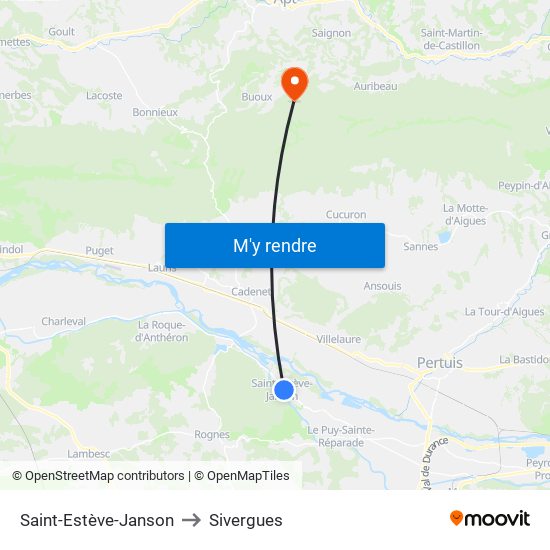 Saint-Estève-Janson to Sivergues map