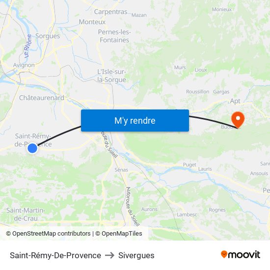 Saint-Rémy-De-Provence to Sivergues map