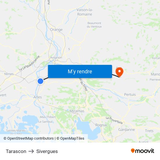 Tarascon to Sivergues map