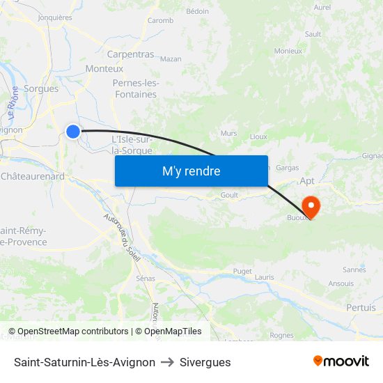 Saint-Saturnin-Lès-Avignon to Sivergues map