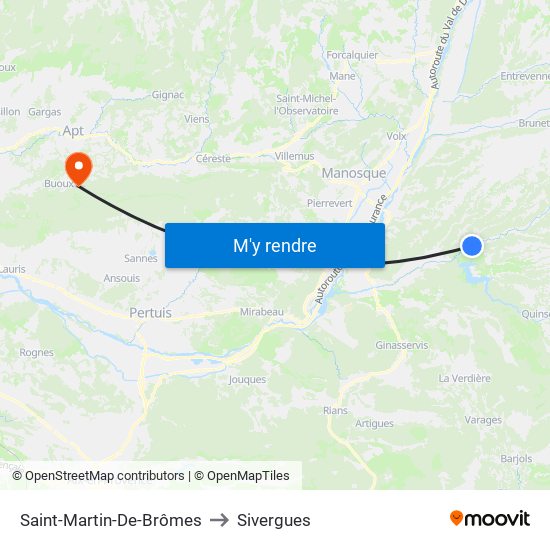 Saint-Martin-De-Brômes to Sivergues map