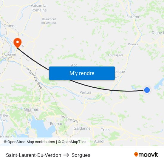 Saint-Laurent-Du-Verdon to Sorgues map