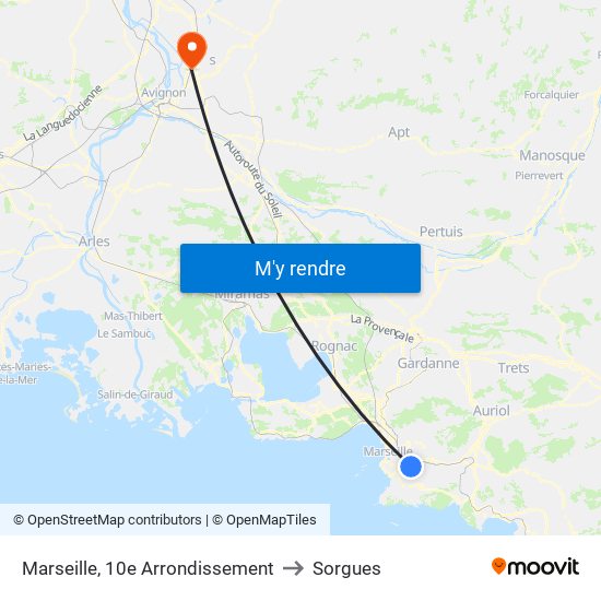 Marseille, 10e Arrondissement to Sorgues map