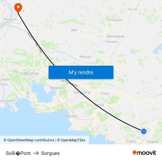 Solli�Pont to Sorgues map