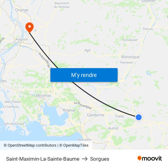 Saint-Maximin-La-Sainte-Baume to Sorgues map