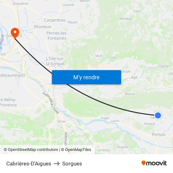 Cabrières-D'Aigues to Sorgues map