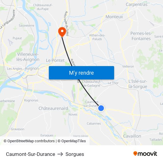 Caumont-Sur-Durance to Sorgues map