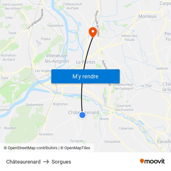 Châteaurenard to Sorgues map