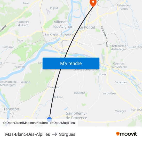 Mas-Blanc-Des-Alpilles to Sorgues map