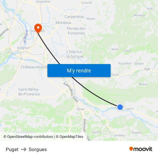 Puget to Sorgues map