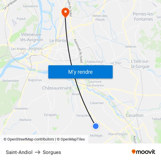 Saint-Andiol to Sorgues map