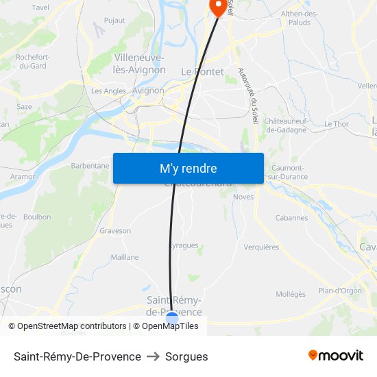 Saint-Rémy-De-Provence to Sorgues map