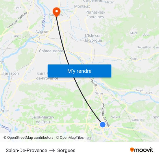Salon-De-Provence to Sorgues map