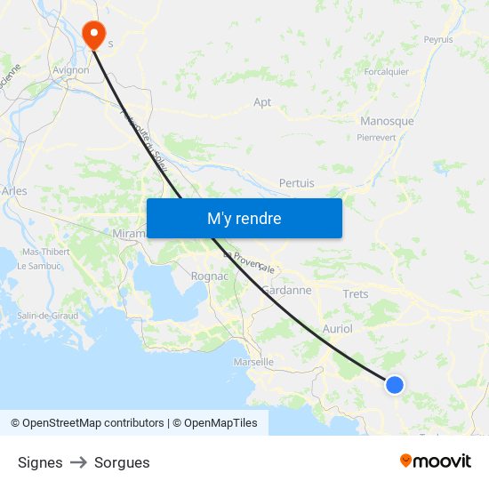 Signes to Sorgues map