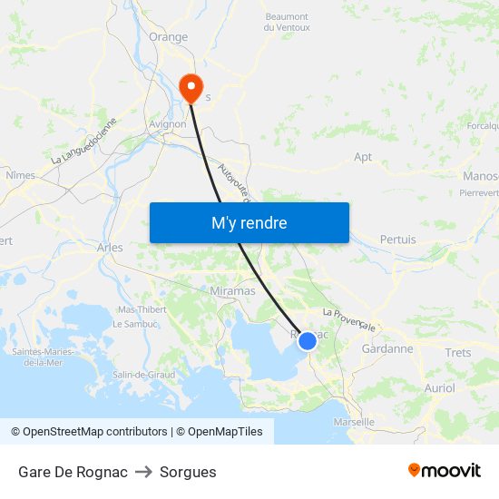 Gare De Rognac to Sorgues map