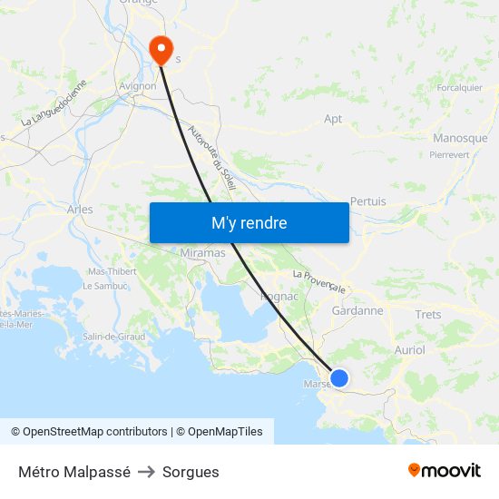 Métro Malpassé to Sorgues map
