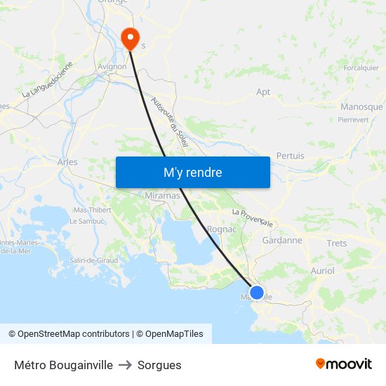Métro Bougainville to Sorgues map
