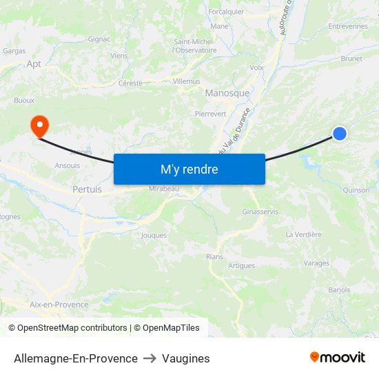Allemagne-En-Provence to Vaugines map