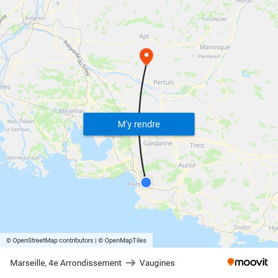 Marseille, 4e Arrondissement to Vaugines map