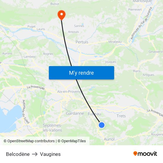 Belcodène to Vaugines map