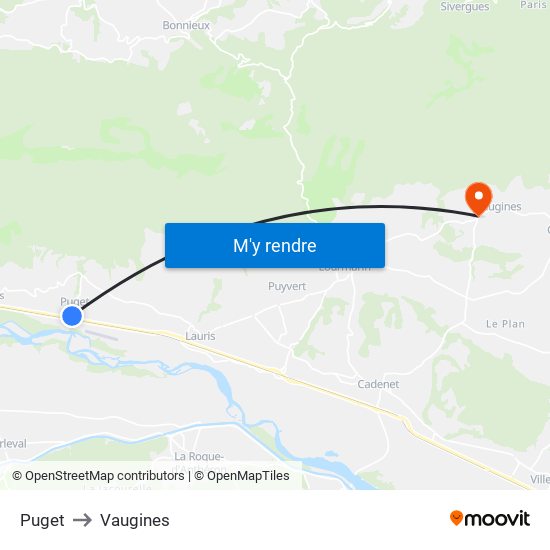 Puget to Vaugines map