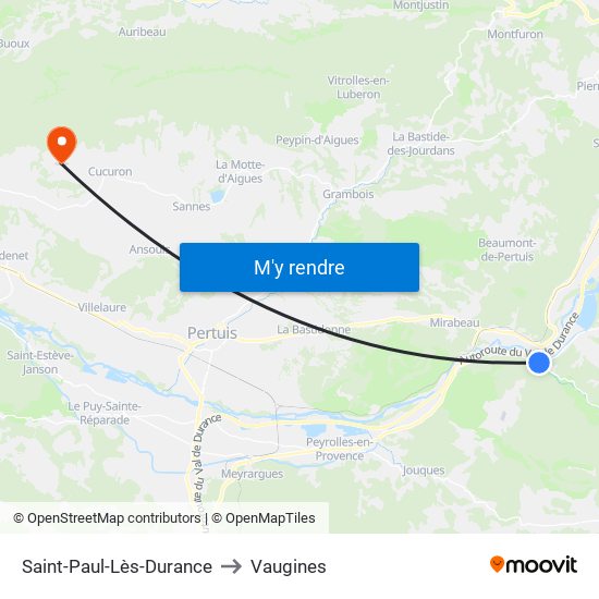 Saint-Paul-Lès-Durance to Vaugines map