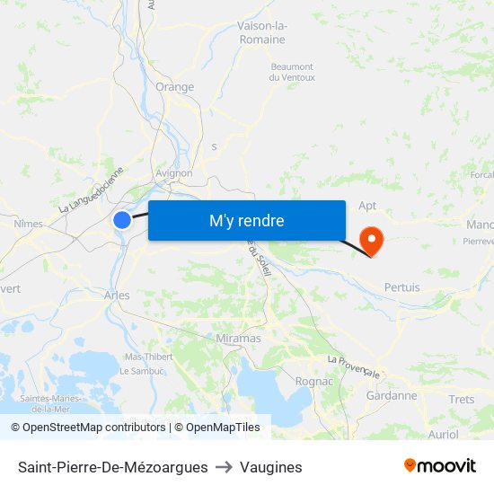 Saint-Pierre-De-Mézoargues to Vaugines map