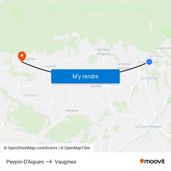 Peypin-D'Aigues to Vaugines map