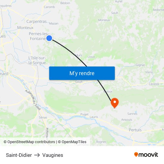 Saint-Didier to Vaugines map