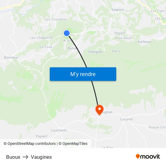 Buoux to Vaugines map