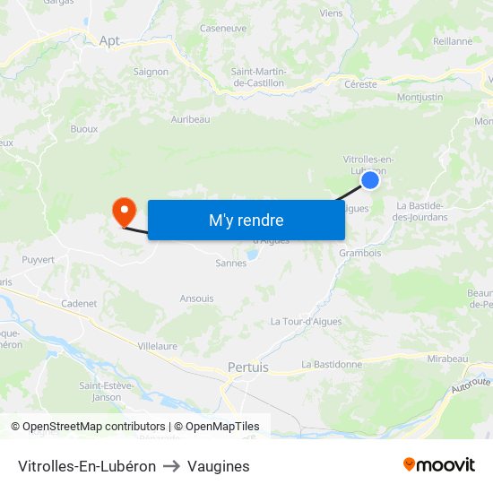Vitrolles-En-Lubéron to Vaugines map
