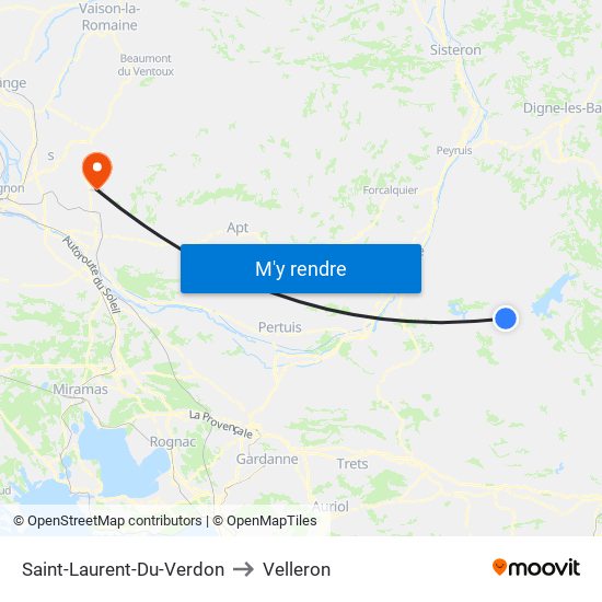 Saint-Laurent-Du-Verdon to Velleron map
