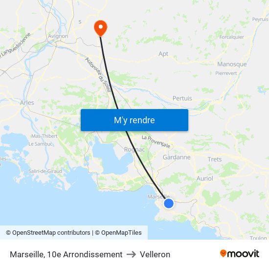 Marseille, 10e Arrondissement to Velleron map