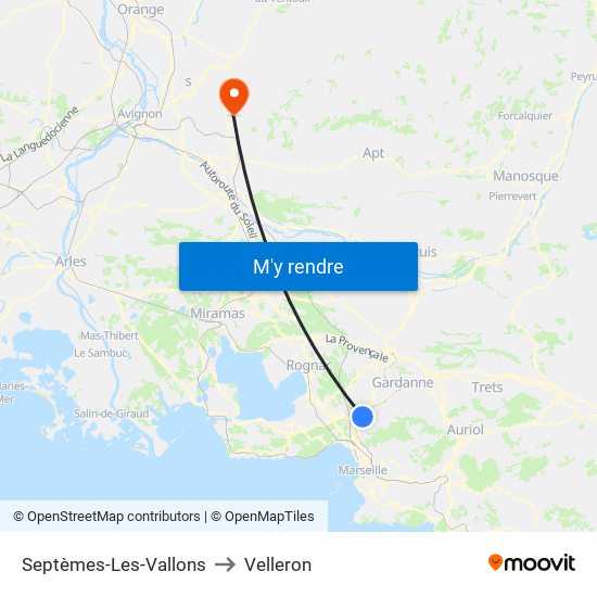 Septèmes-Les-Vallons to Velleron map