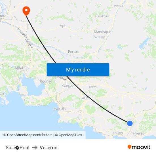 Solli�Pont to Velleron map