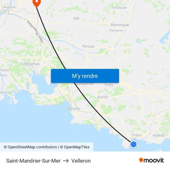 Saint-Mandrier-Sur-Mer to Velleron map